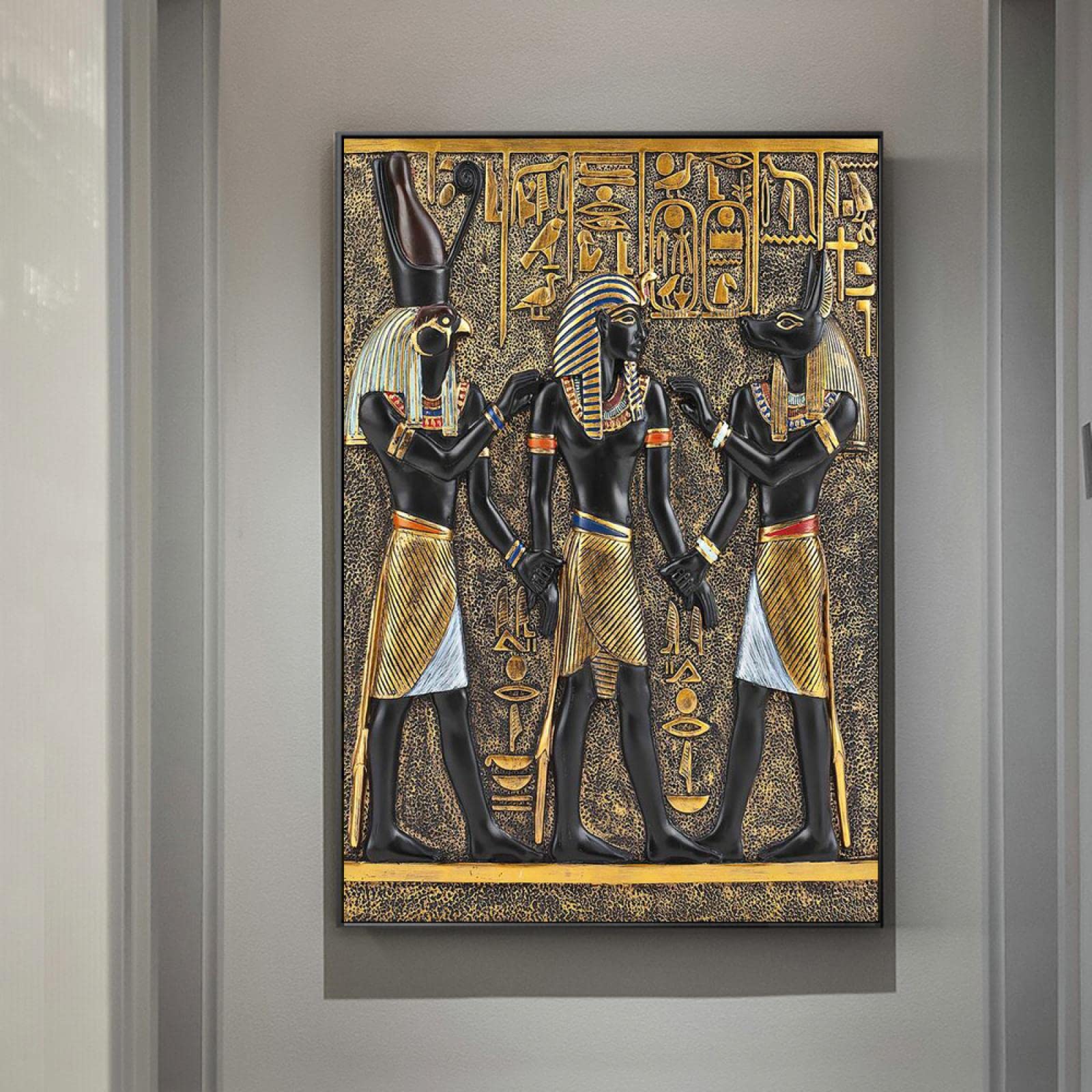 Egyptian Wall Art Gods Papyrus Art, Offering To God Horus, Ancient