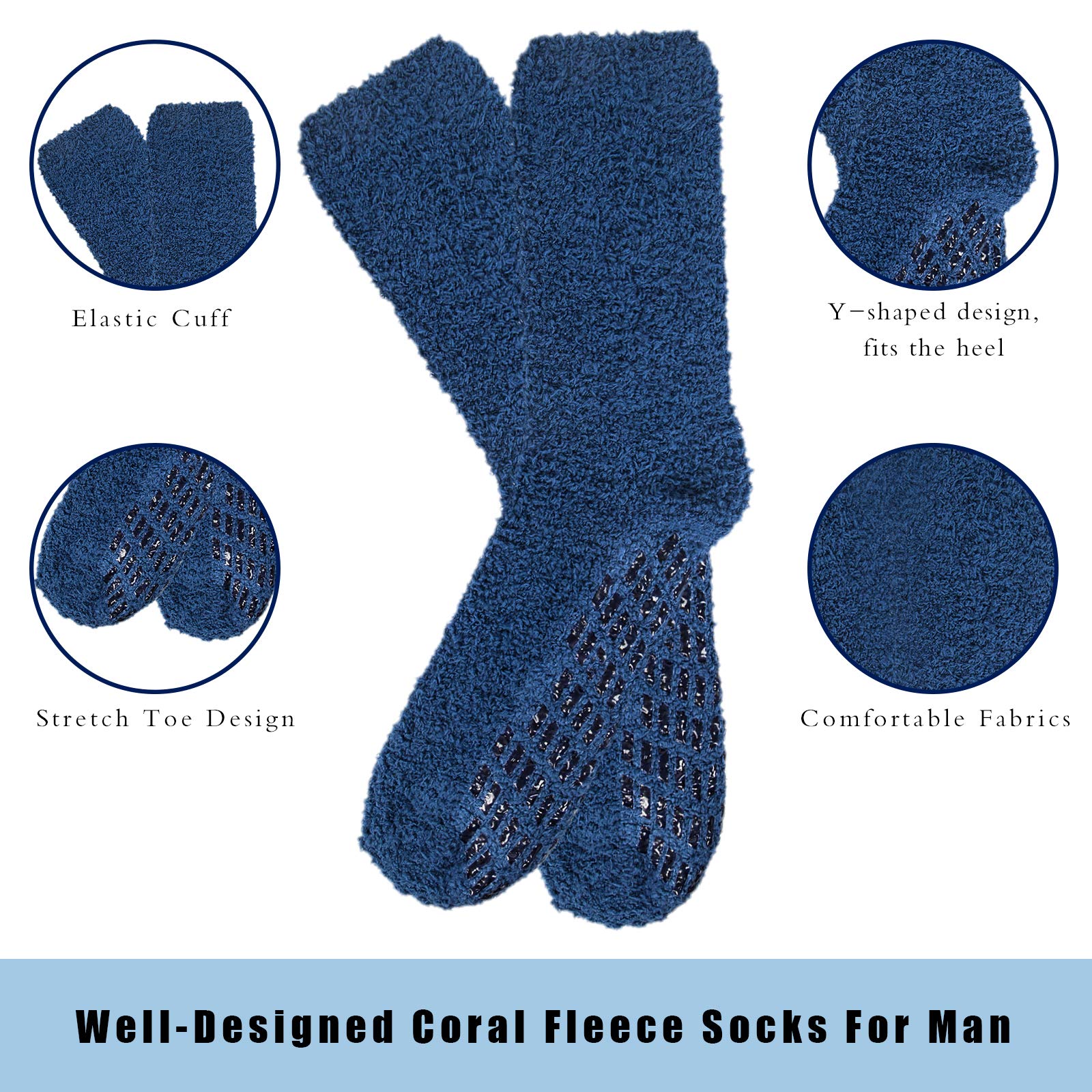 Chalier Cozy 4 Pares de Calcetines Mullidos Térmicos Antideslizantes de Invierno para Hombre y Mujer - Cálidos para el Hogar, Talla Única