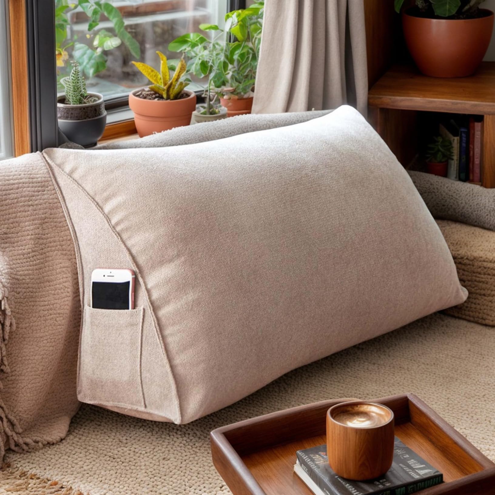 Oreiller de soutien dos pour lire au lit, grand coussin compensé de canapé