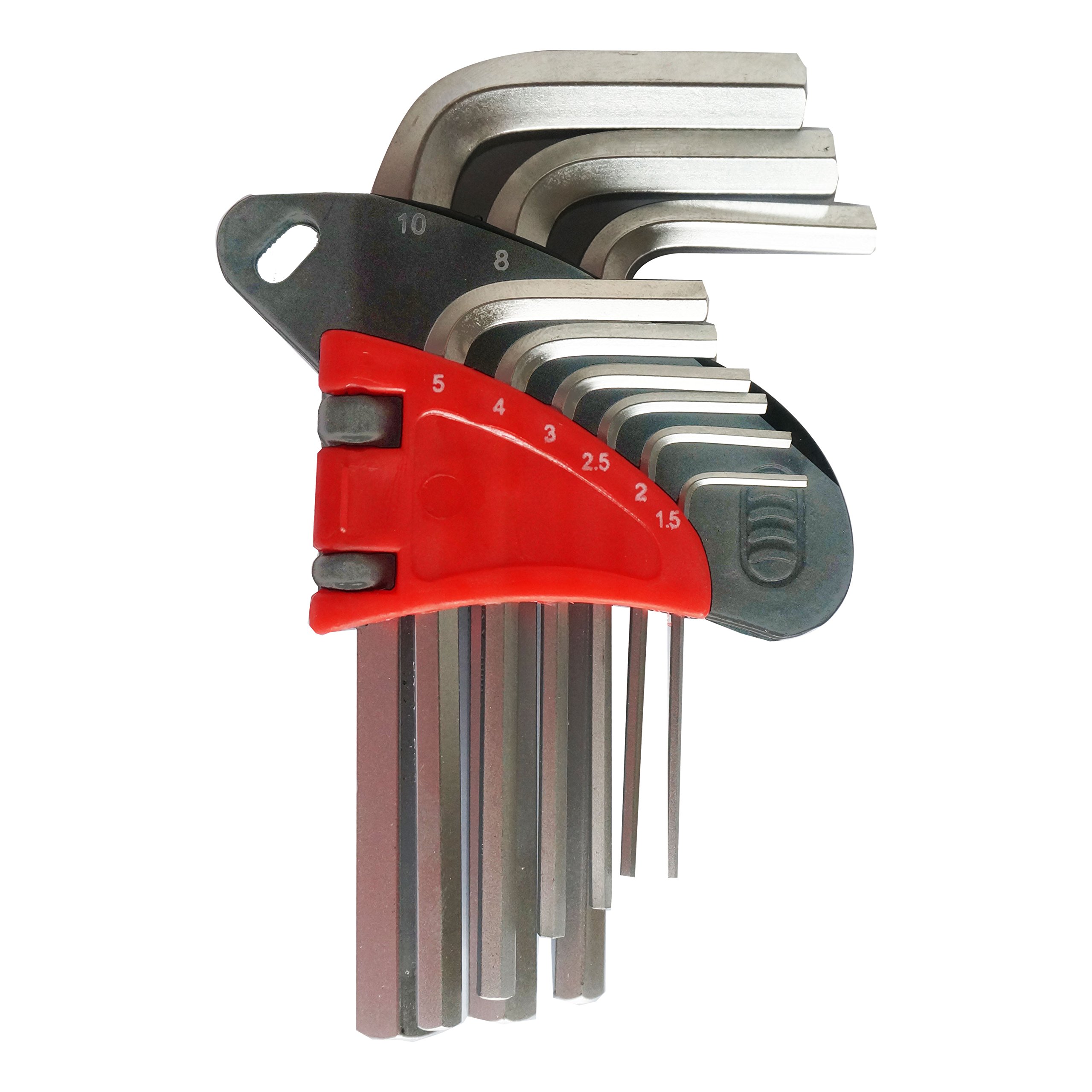 Simply Tools ALKH1 9 Piece Hex Allen Key Set Varied Sizes Chrome Vanadium Steel, Red