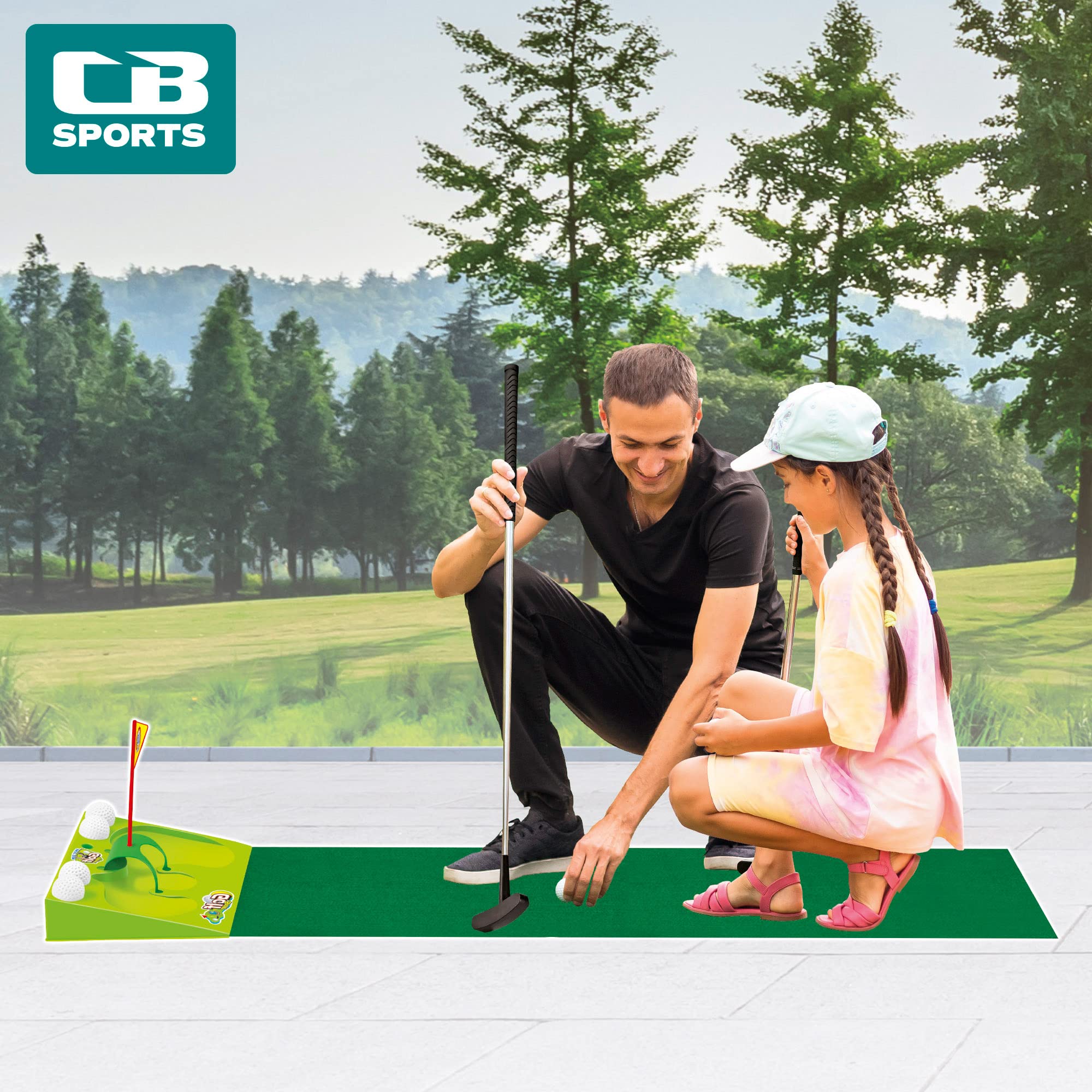 COLORBABY 49992 CB Sports Jeu de Golf pour Enfants, Mini Golf Contient 8 pièces : Clubs de Golf, 4 balles et Tapis, Jeux de Sport, Jeux de Sport, Jeux de Plein air, Jeu de Golf pour Enfants