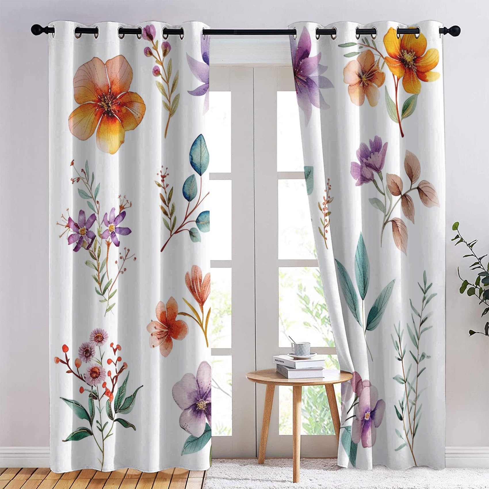 SZLYZM Vorhänge Aquarell Blumen, Verdunkelungsvorh Produktbild-Vorschau 6