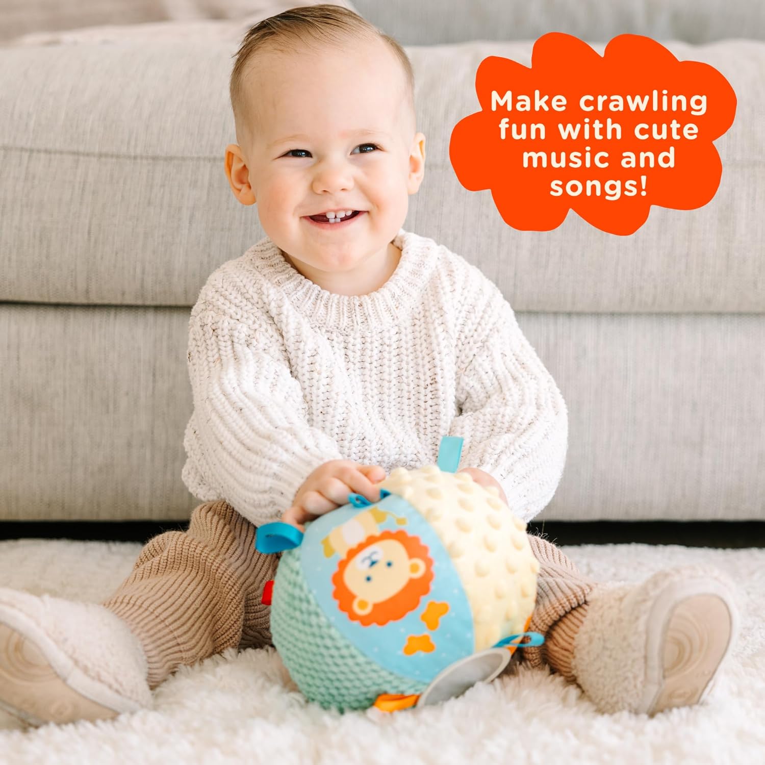 Move2Play, Hilariously Interactive Baby Ball with Music & Sound Effects | First Birthday Gift | Toddler Toy for Boys & Girls | Age 6, 9, 12, 18+ Month | 1, 2+ Year's Old (Sensory Ball)