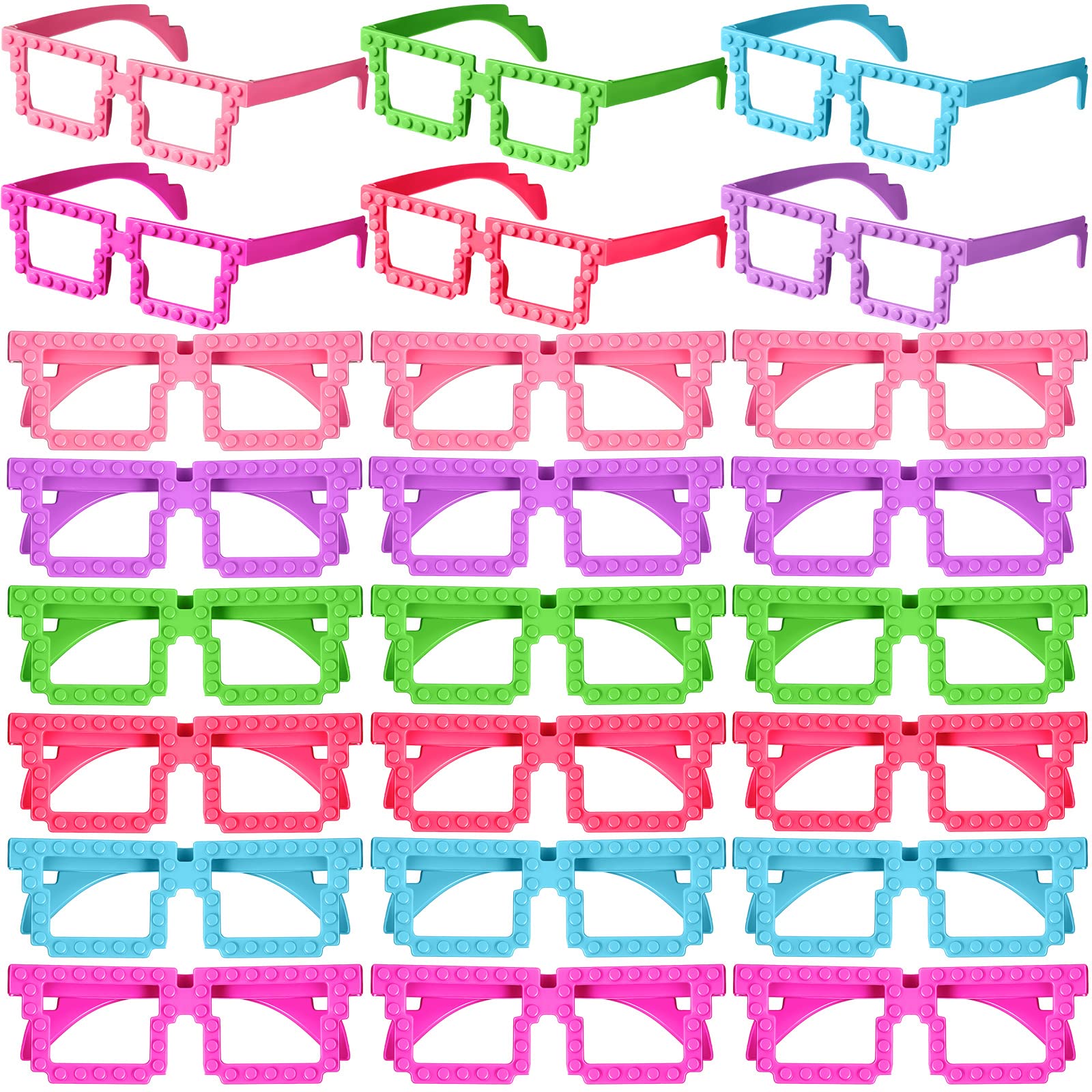 Lenwen Building Blocks Glasses Frame DIY Building Bricks Glasses Frame Blocks Games Frame Toys for Girls Creative Birthday Party Favors Carnival Games Supplies (24 Pcs)