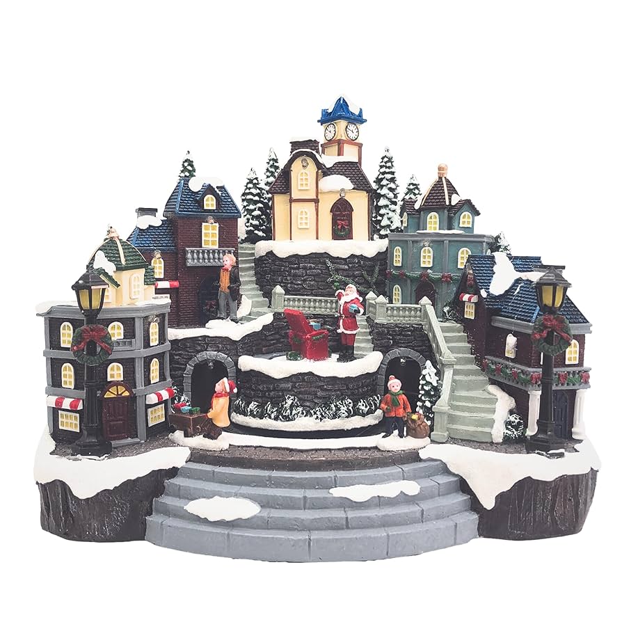 ANIMATED TRAIN VILLAGE アニメーテッドトレイン ウィレッジ Amazon.com: Alpine Corporation Animated Christmas Village