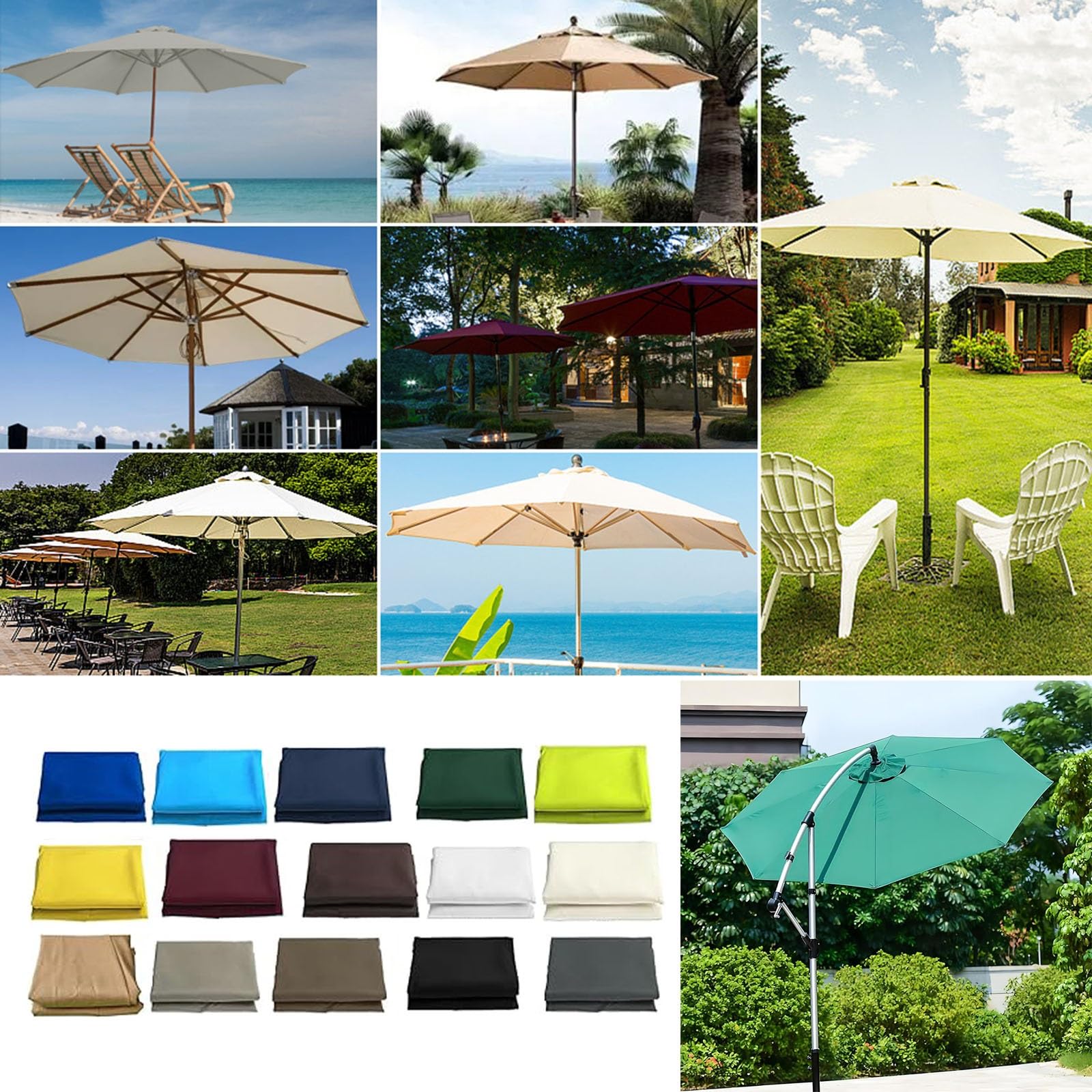 ESOYAWE Toile Parasol 6/8 Baleines Auvent De Rechange pour Parasol De Jardin Rond 4m/3.5m/3m/2.7m/2.5m/2m, Rechange Housse Dessus De Parapluie pour Parasol Déporté, Tissu De Polyester(Taupe,8ribs/3m)