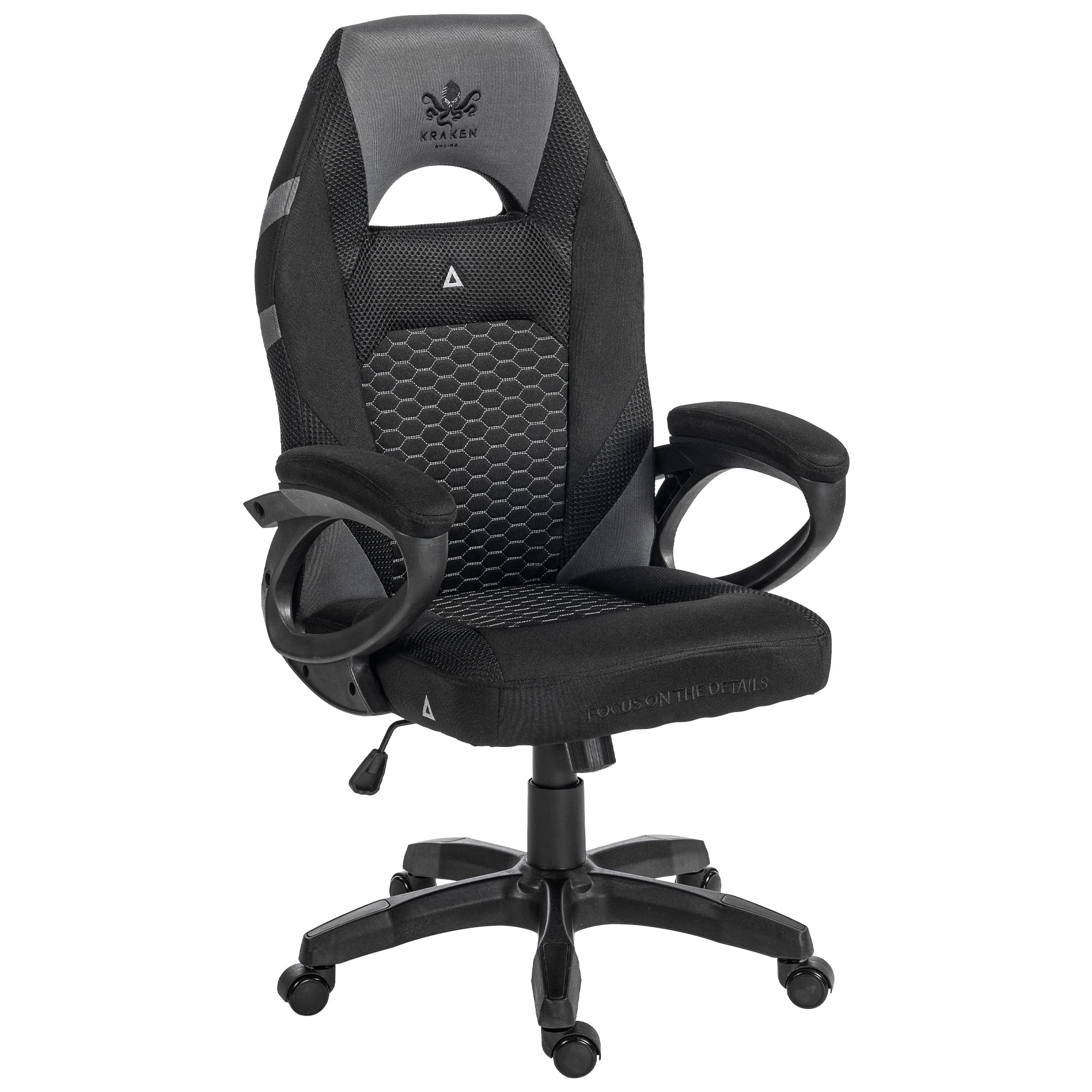 Sedia Gaming Tessuto Traspirante - Poltrona Gaming Ergonomica Con Inserti Mesh, Imbottitura Morbida, Funzione Dondolo E Gaslift, Sedia Ufficio Portata 130 kg, Nero-Grigio