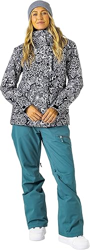 Roxy Jetty Block Insulated Ski Jacket Veste, Anthracite Palm Song, XS Femme