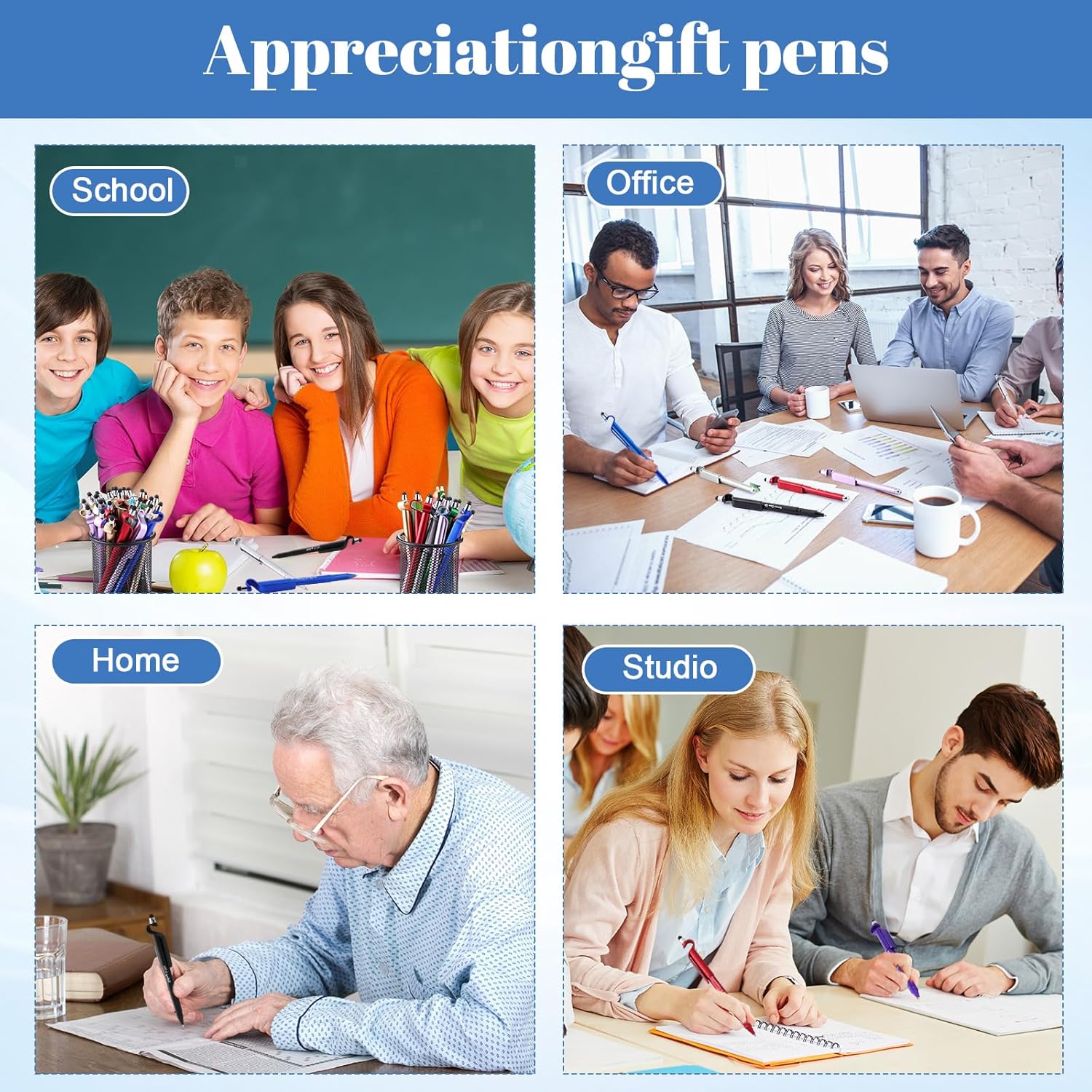Sayglossy 100 Pcs Inspirational Pens Bulk Motivational Ballpoint Pen with Writing Touch Screen and Mobile Phone Stand 3-in-1 for Office School Supplies Inspirational Gifts (Multicolor)