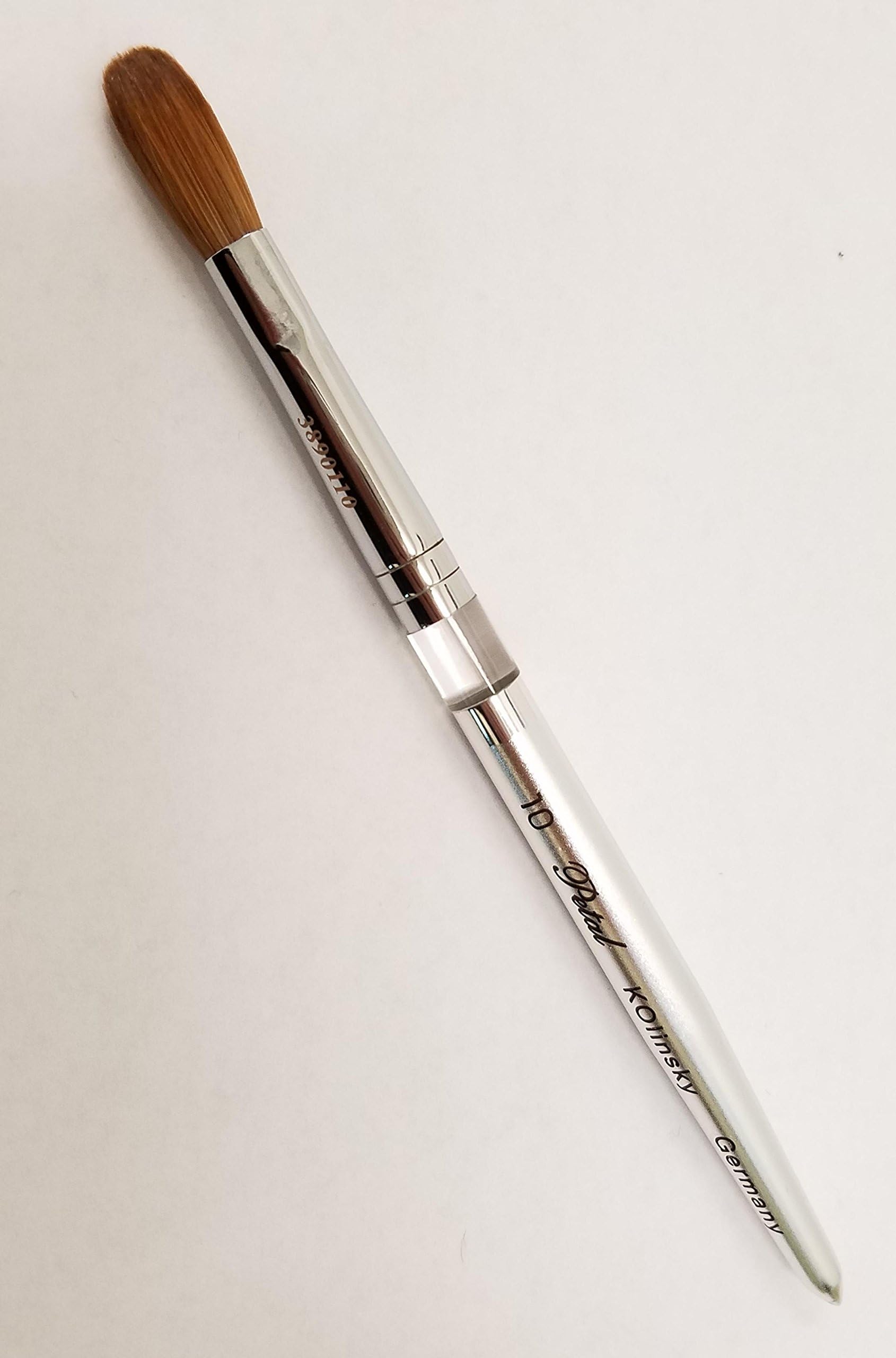 Petal Kolinsky Silver Handle Acrylic Nail Brush Manicure Powder SIZE #10 (CRIMPED)