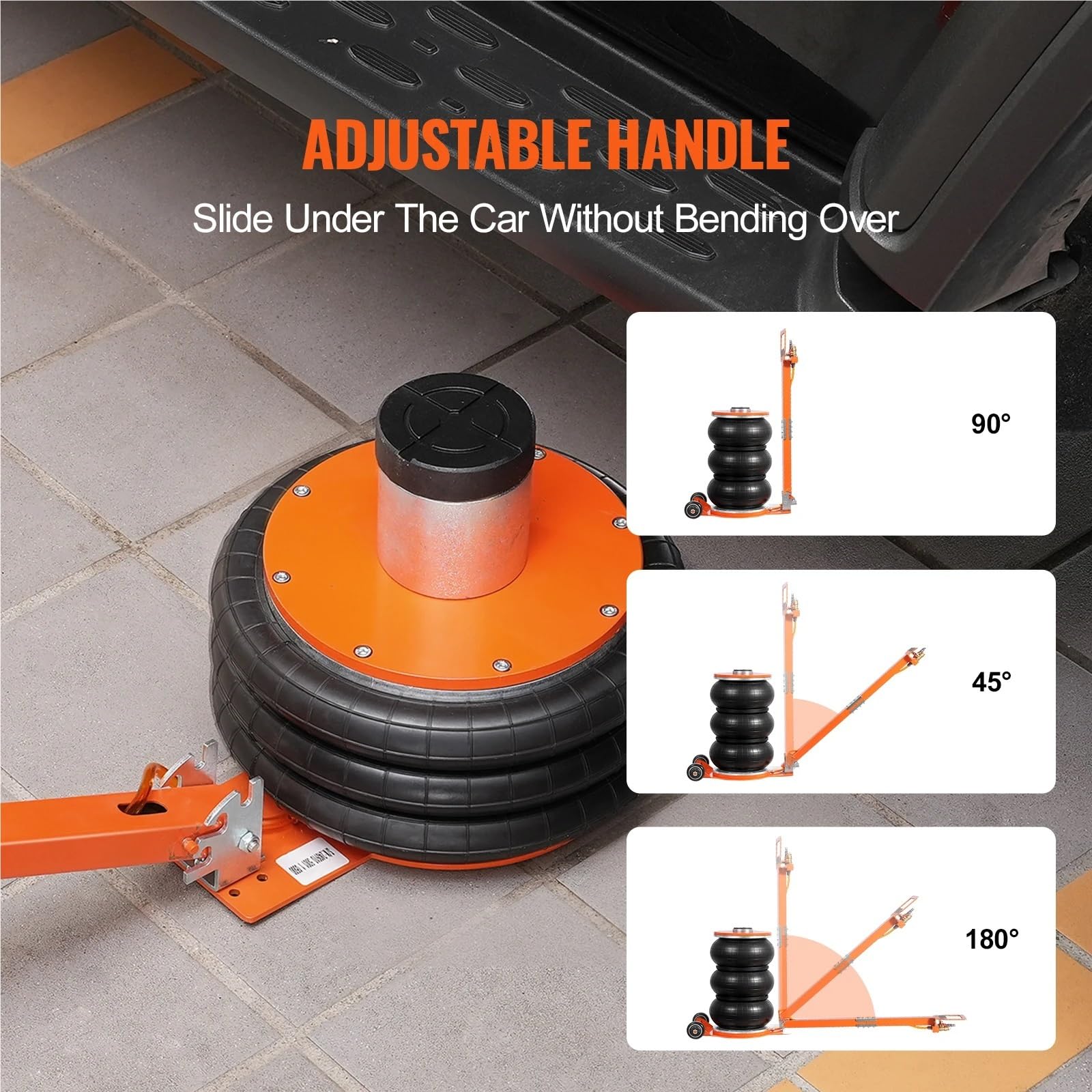 Air Jack 3/5 Mango Ajustable Almohadilla de Goma Gruesa | Gato de elevación neumático de tonelada con columna elevada(3T)