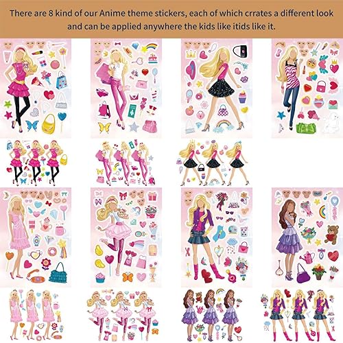 Miniatura 3 de 24 hojas de 8.27 x 5.9 pulgadas, haz tus propias calcomanías para niños, calcomanías rosas para niñas, niñas, adolescentes, fiestas de cumpleaños,