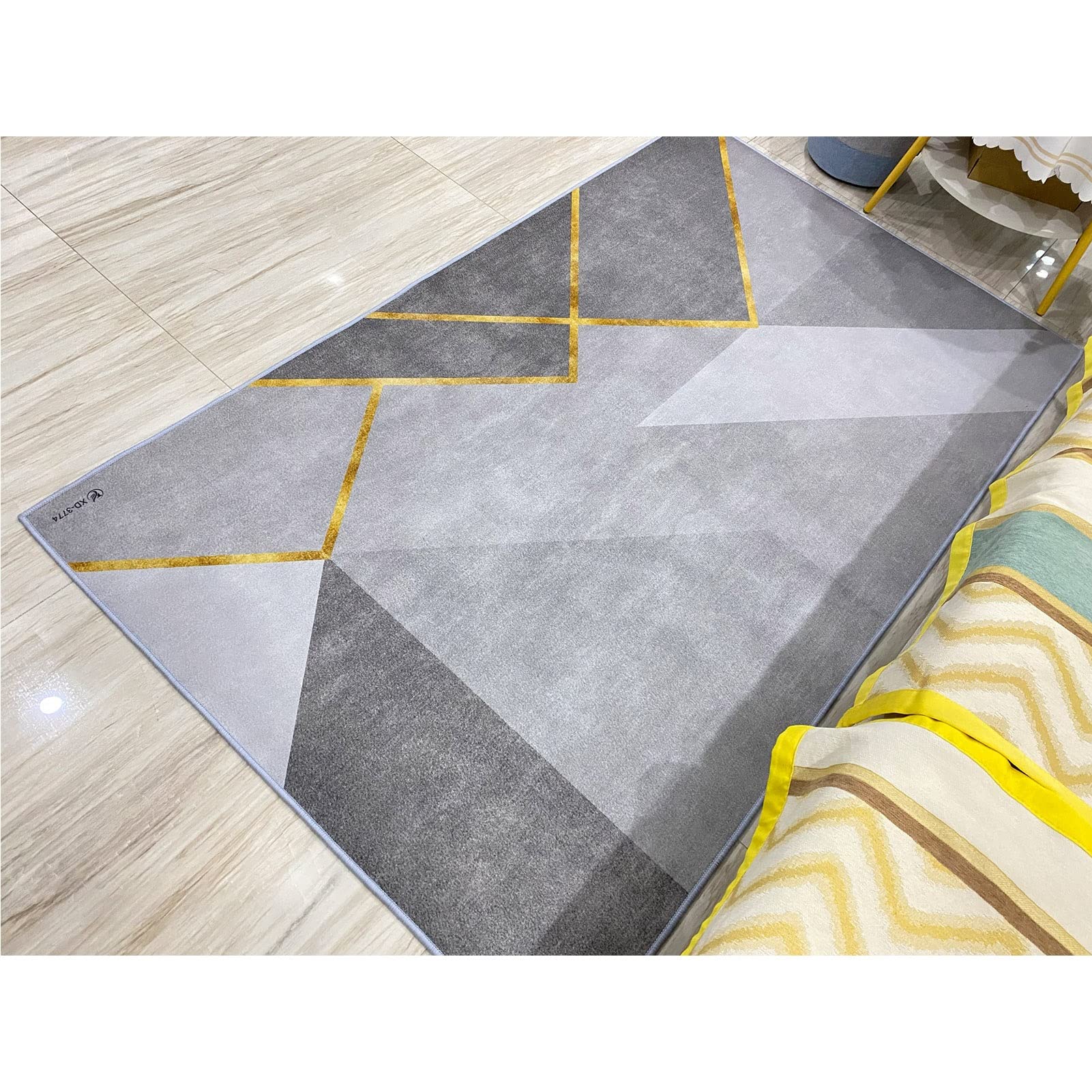 Nowoczesny prostokątny dywan do salonu Sypialnia Sofa Szary Złoto Ekstra Duży Obszar Dywaniki Domowe Dekoracje Dekoracje Maty Niepoślizgowy Zmywalny Koc (Size : 120x200cm)