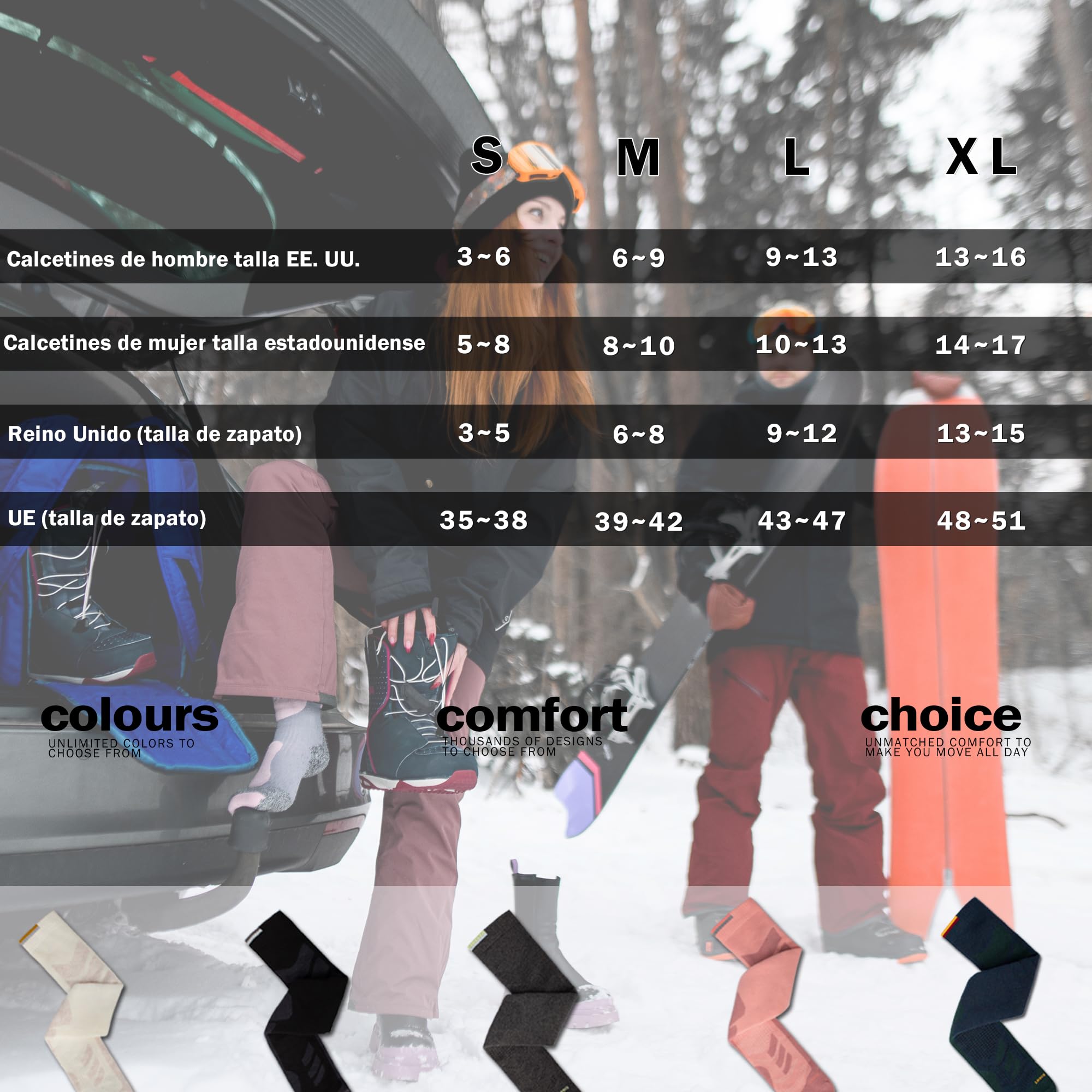 ineepor 2 Pares Alpaca Calcetines Esquí para Hombres, Mujeres Y Jóvenes, Calcetines Altos de Compresión para SNOWBOARD, Calcetines térmicos hasta la rodilla de invierno para Clima Frío Tallas 35-51