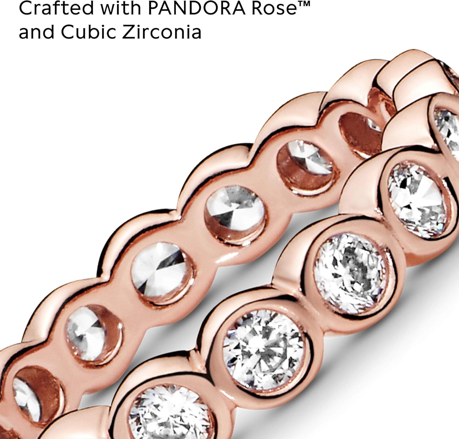 PANDORA Alluring Brilliant Ring - Stackable Rose Gold Ring for Women - Gift for Her - 14k Rose Gold-Plated Rose with Cubic Zirconia - With Gift Box
