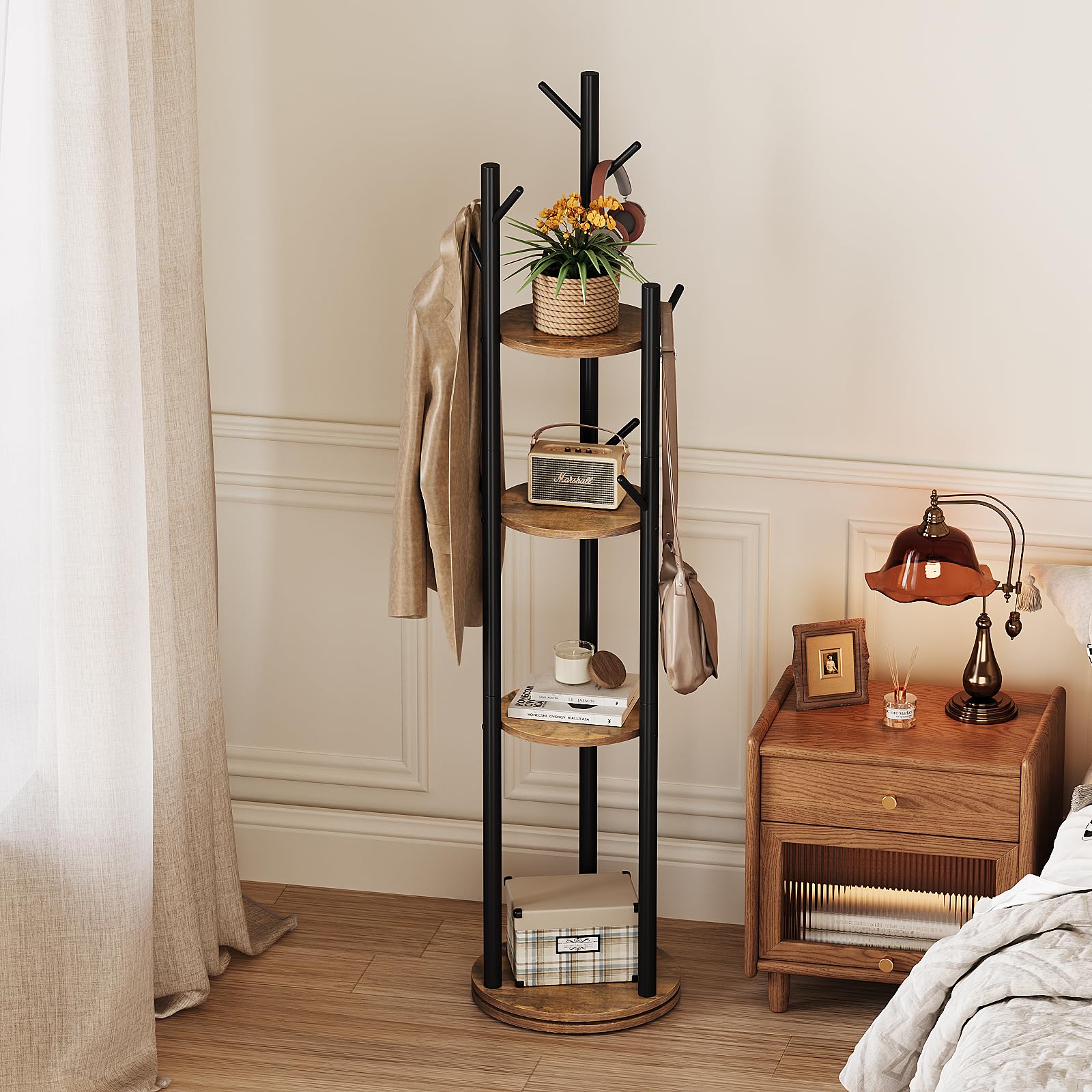 Office Caot Racks Entryway Organizer Espelism Rotary – Freestanding Metal Hall Tree With ...
