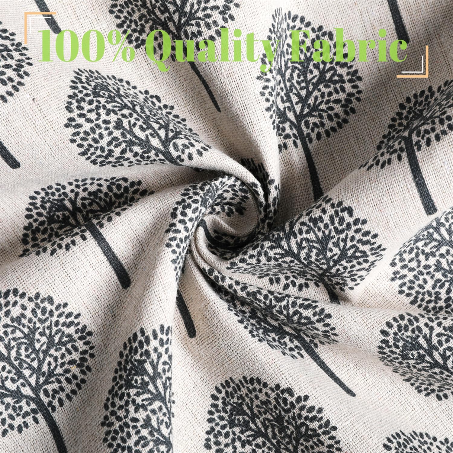 Fortune Tree Tier Curtain 1 Panel Vintage Style Cotton Linen Half Curtain for Kitchen Cafe Elegant Floral Lace Hem 56" W x 39.3" L Beige