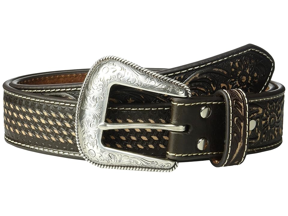 

M&F Western Basketweave/Floral Embossed Belt (Brown) Men's Belts