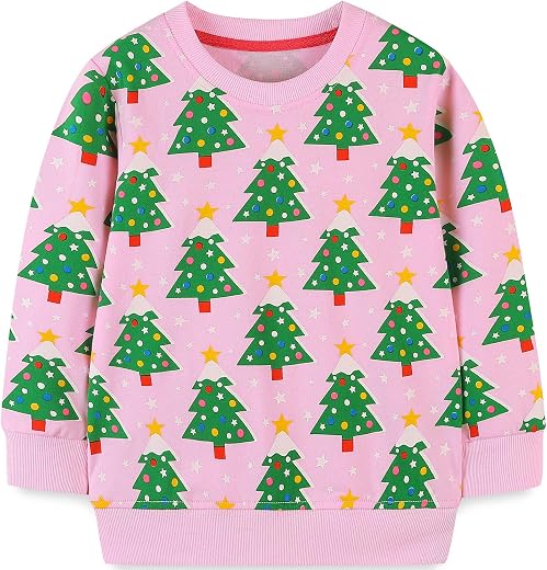 Bumeex Girls Cotton Crewneck Cute Sweatshirts The Hedgehog and The Fox Pink 2-7T