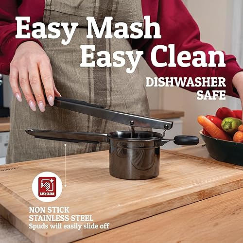 Miniatura 97 de PriorityChef - Prensa de papas grande de 15 onzas, de acero inoxidable resistente, herramienta de cocina, prensa y triturado para un puré de papas