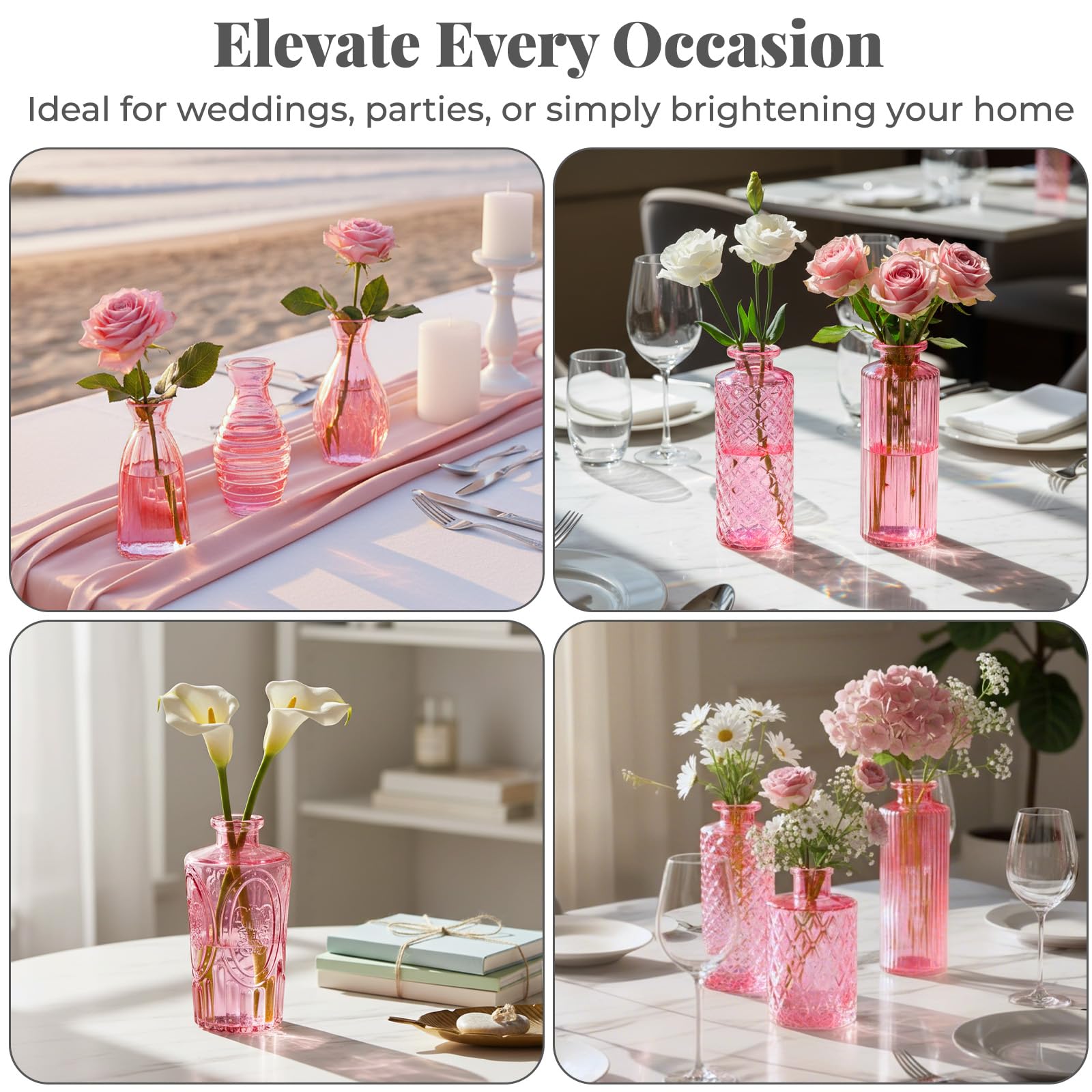 The Best Pink Vases to Match McCoy Style in 2026 1 BEAHOT 24 Pack Pink Bud Vases in Bulk,Mini Glass Vintage Vases for Centerpieces, — product photo