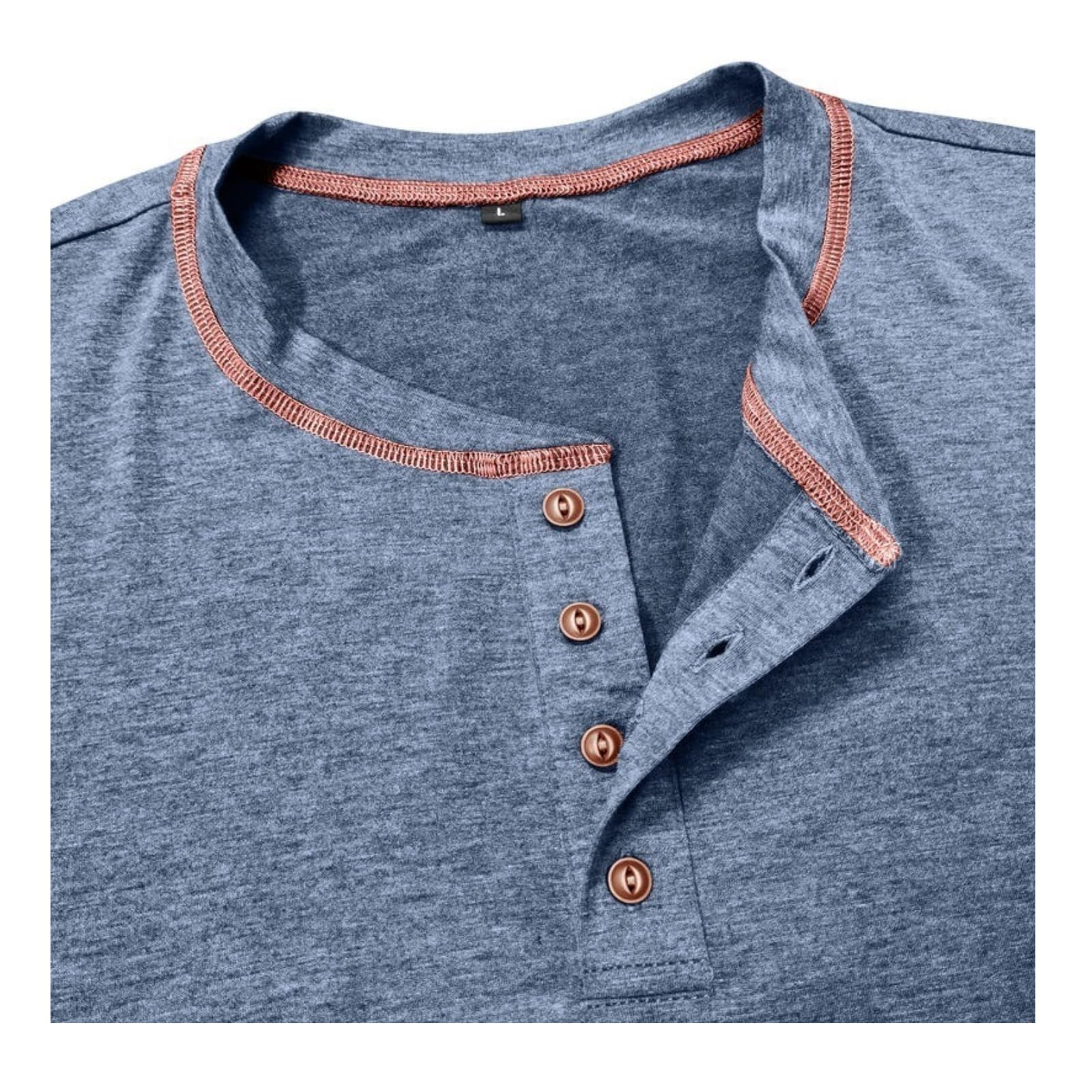 LAOARA T Shirt Uomo Maglietta Manica Lunga Cotone Slim Fit Henley Tshirt Maglia Bottone Magliette M-2XL