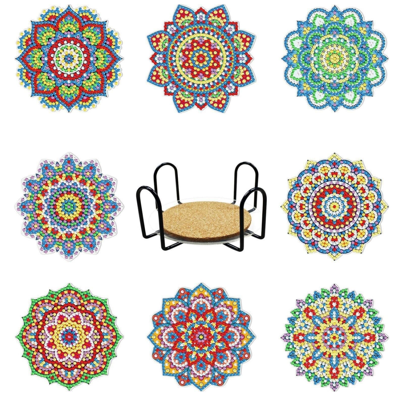 8 Stück Diamond Painting Untersetzer Mit Halter,5D Diy Kunst Untersetzer