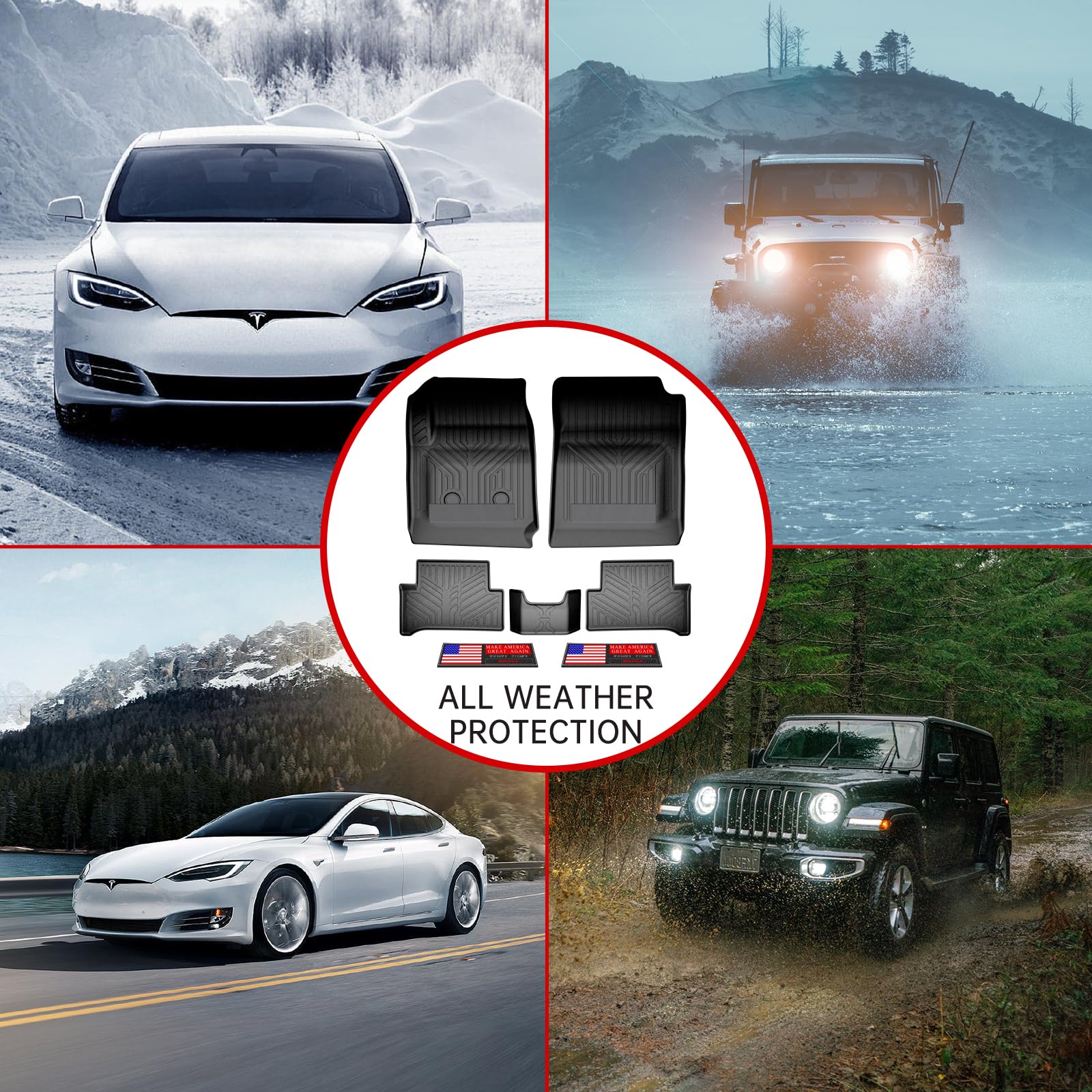 Antypoślizgowe dywaniki samochodowe na każdą pogodę, 2015-2022, Chevy Colorado, Extended Cab/GMC Canyon, rozszerzona kabina, gumowe wykładziny podłogowe z paskami pogodowymi, dywan samochodowy na