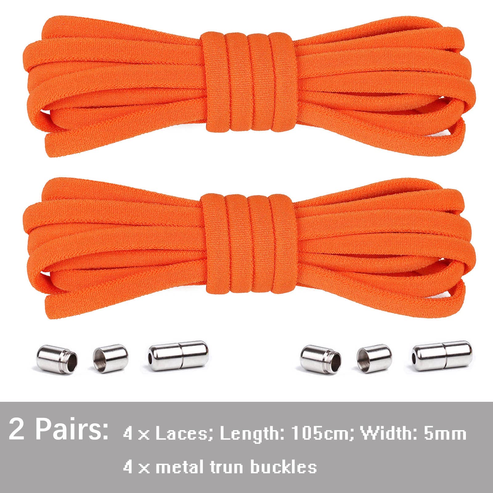 Lacets Élastiques Sans Nœud - 2 Paires - Pour Enfants Et Adultes - Fermoir Métal - 105cm