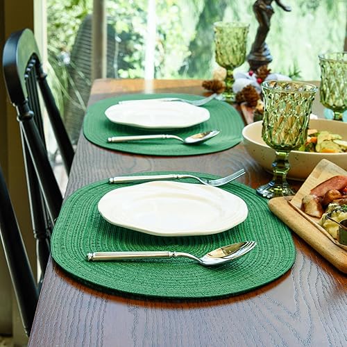 Miniatura 6 de Noctiflorous Juego de 6 manteles individuales trenzados ovalados de 12 x 18 pulgadas, antideslizantes, lavables, resistentes al calor, manteles