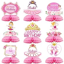 9Pcs Ballerina Birthday Table Honeycomb Decorations, Pink Ballet Gender Reveal Party Centerpieces, Its a Girl, Ballet Dancer 1st Birthday Party Favor Decoration Supplies