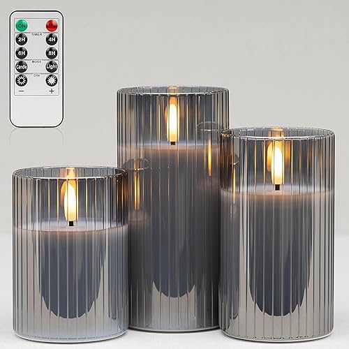 Miniatura 10 de ANGELLOONG Velas parpadeantes sin llama con control remoto, velas de cera real con temporizador, velas LED falsas para decoración del hogar, boda,