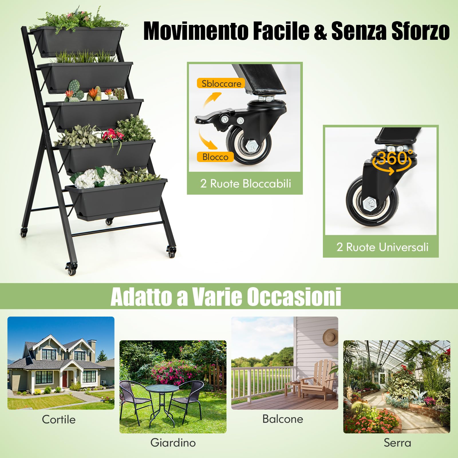 Fioriera Rialzata COSTWAY Con Copertura - Zincata, 173x89x30.5cm, Con Guanti E Etichette - Foto 11