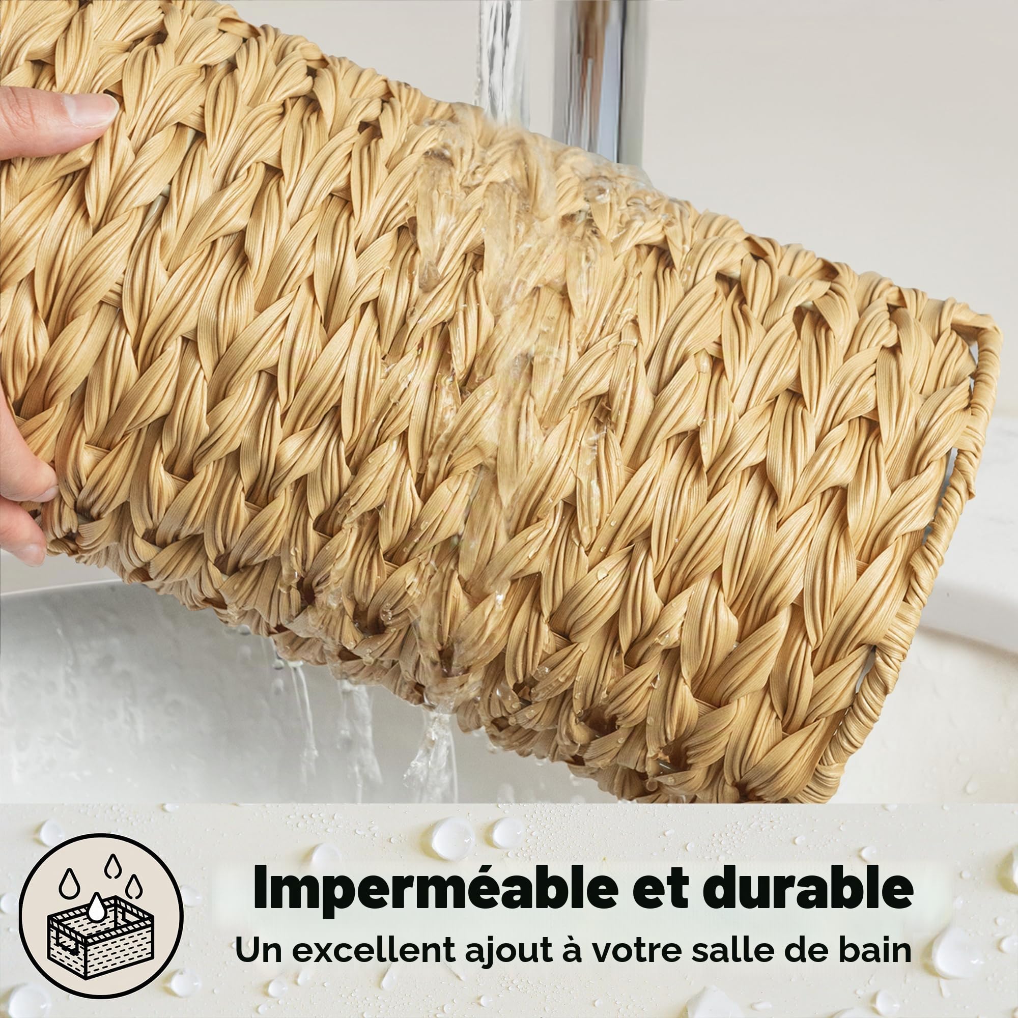 GRANNY SAYS Porte Rouleau Papier Toilette Sur Pied - Panier de Rangement Osier - Réserves à Rouleaux - Porte WC Décoration