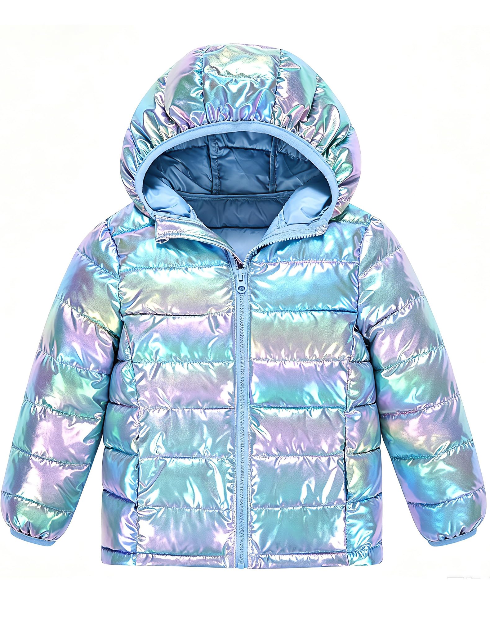 Lovekider Girls Winter Coat Shiny Gradient Lightweight Puffer Jacket 4-12Y