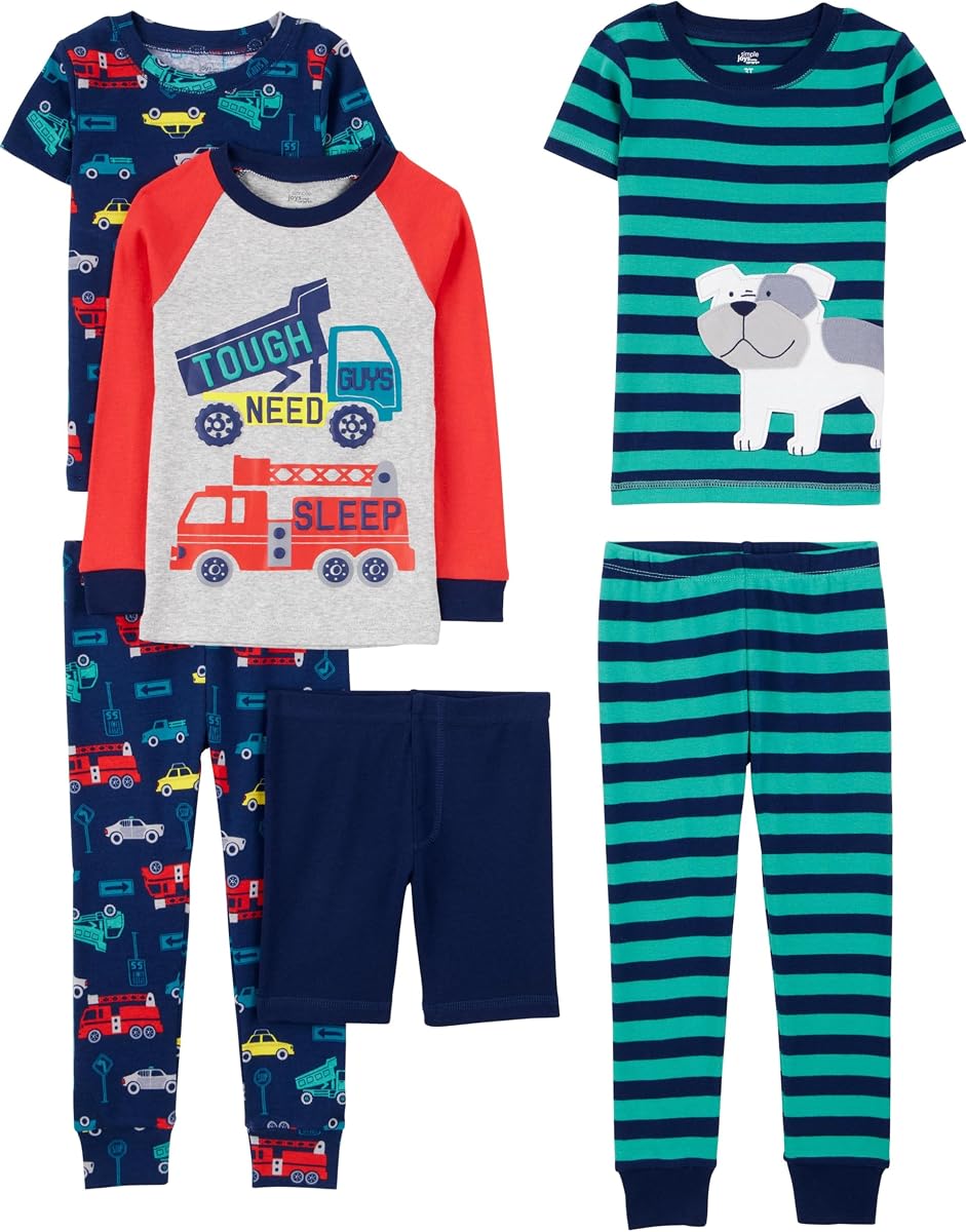 Girls 6-piece Snug Fit Cotton Pajama Set