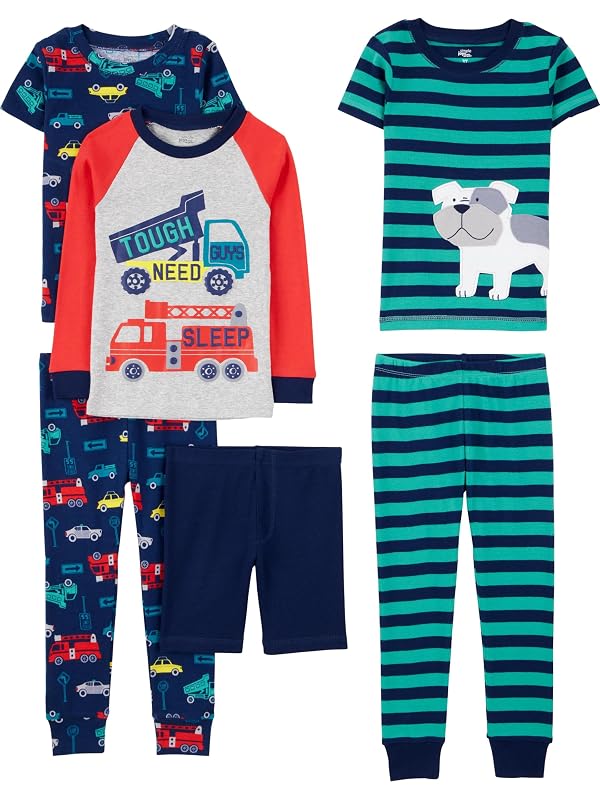Simple Joys by Carter's Toddler Boys 6-piece Snug Fit Cotton Pajama Set, Transportation/Dog, 3T by Simple Joys by Carter's - Used condition - US$18.54