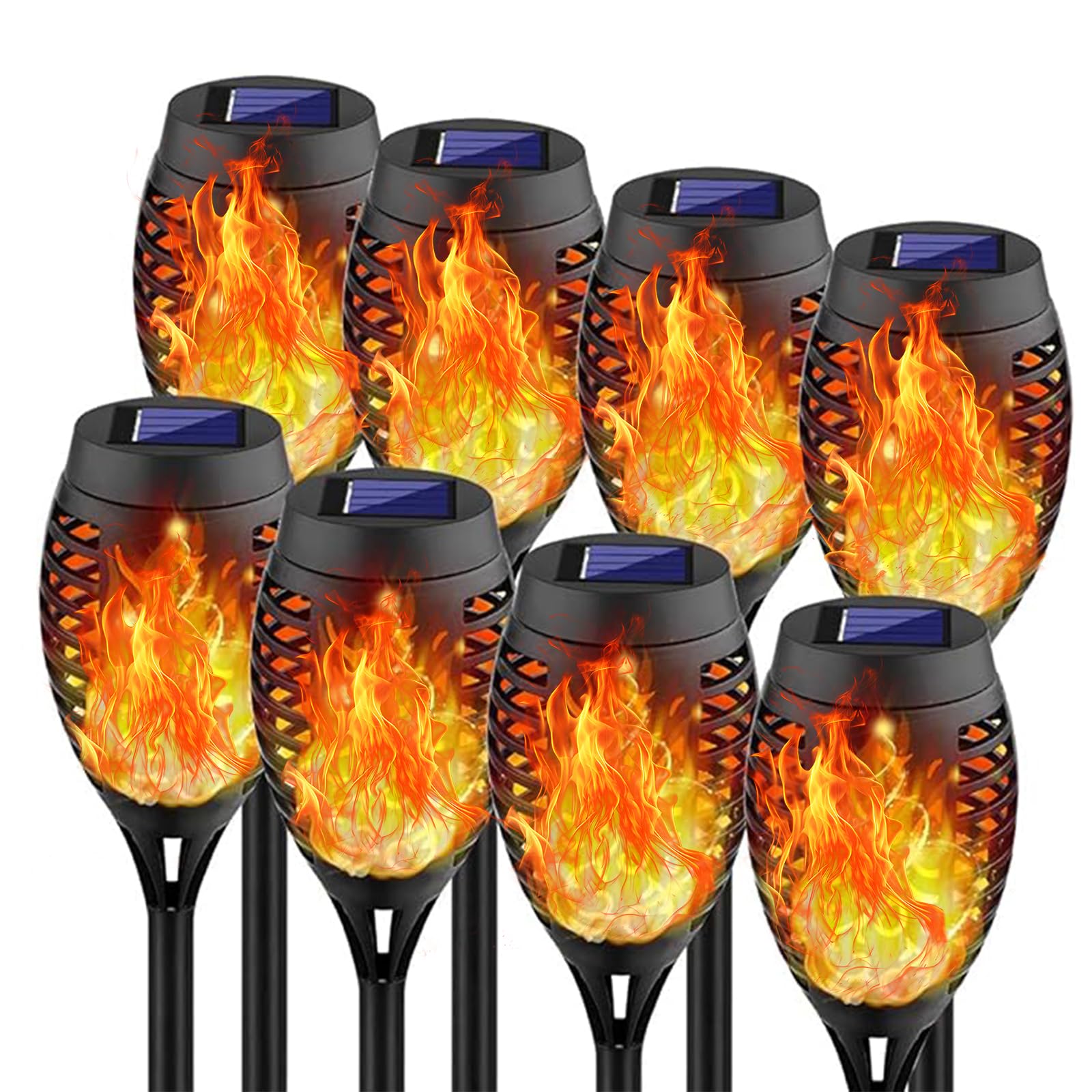 Photo 1 of [PARTIAL SET] [3PCS] Swingers Solar Lights Outdoor,Solar Torch Lights with Flickering Flame,Waterproof Outdoor Garden Lights for Outside Patio Pathway Yard Decorations(8, Yellow)