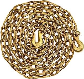 SCIEO G80 Transport Binder Chain 3/8'' x 20FT Heavy Duty Logging Chain, Tie Down Binder Chain with Safety Grab Hooks, 7,100 lbs Safe Working Load Trailer Chain for Cargo, Transporting Binding&Towing