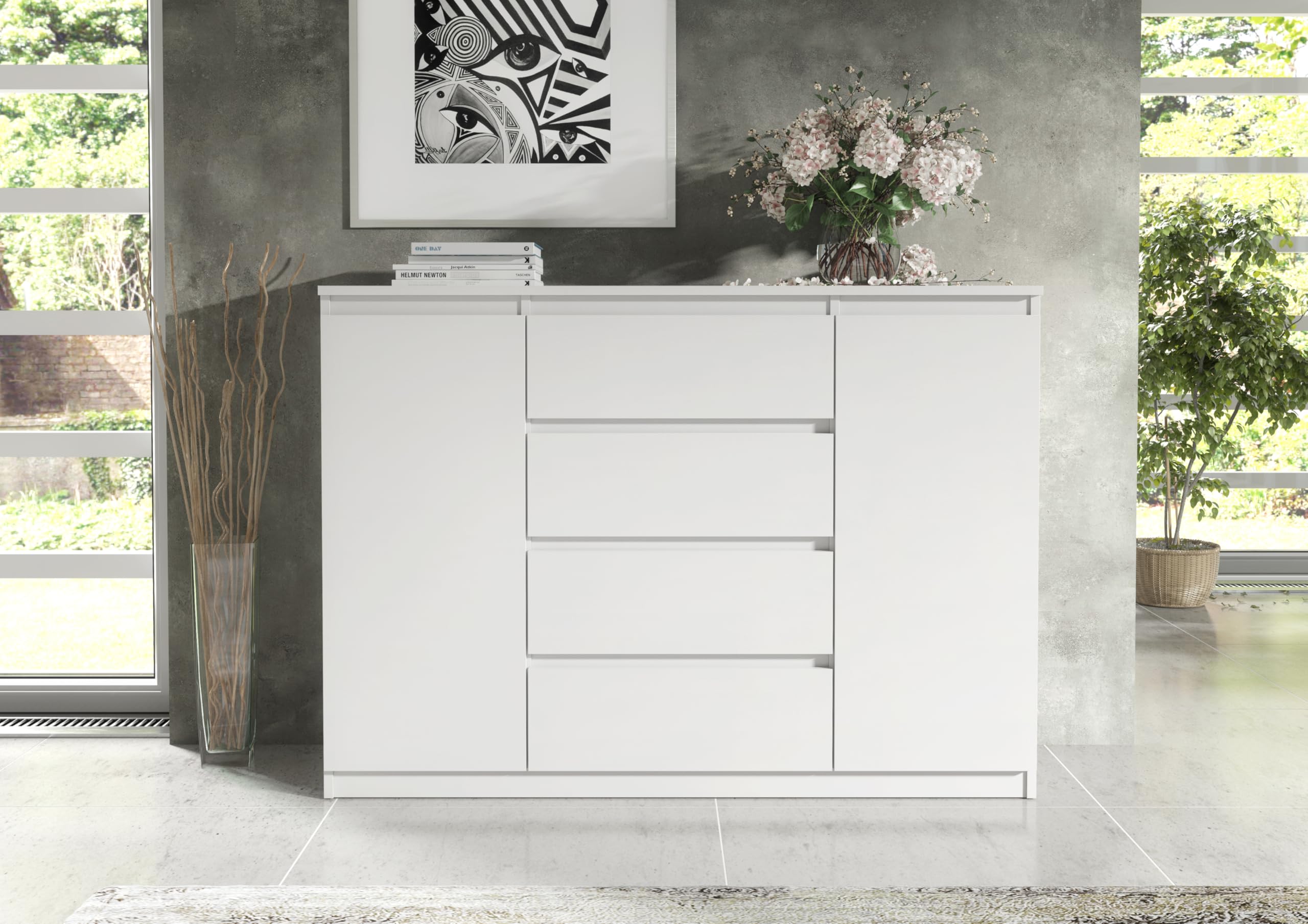 meble masztalerz Ladekast met 3 Lades - Houten Dressoir voor Slaapkamer en Woonkamer - Modern Design Ruimtebesparende Chest of Drawers 70x78,5x39 cm - Wit