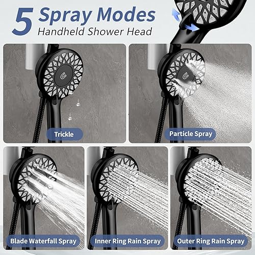 Miniatura 7 de SINGSUO Filtered Rain Shower Head with Handheld Spray Combo, High Pressure Dual Shower Head with Filter for Hard Water, Modern Magnetix Double