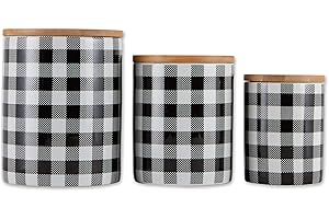 DII Ceramic Canisters for the Kitchen: Black and White Checked Decor