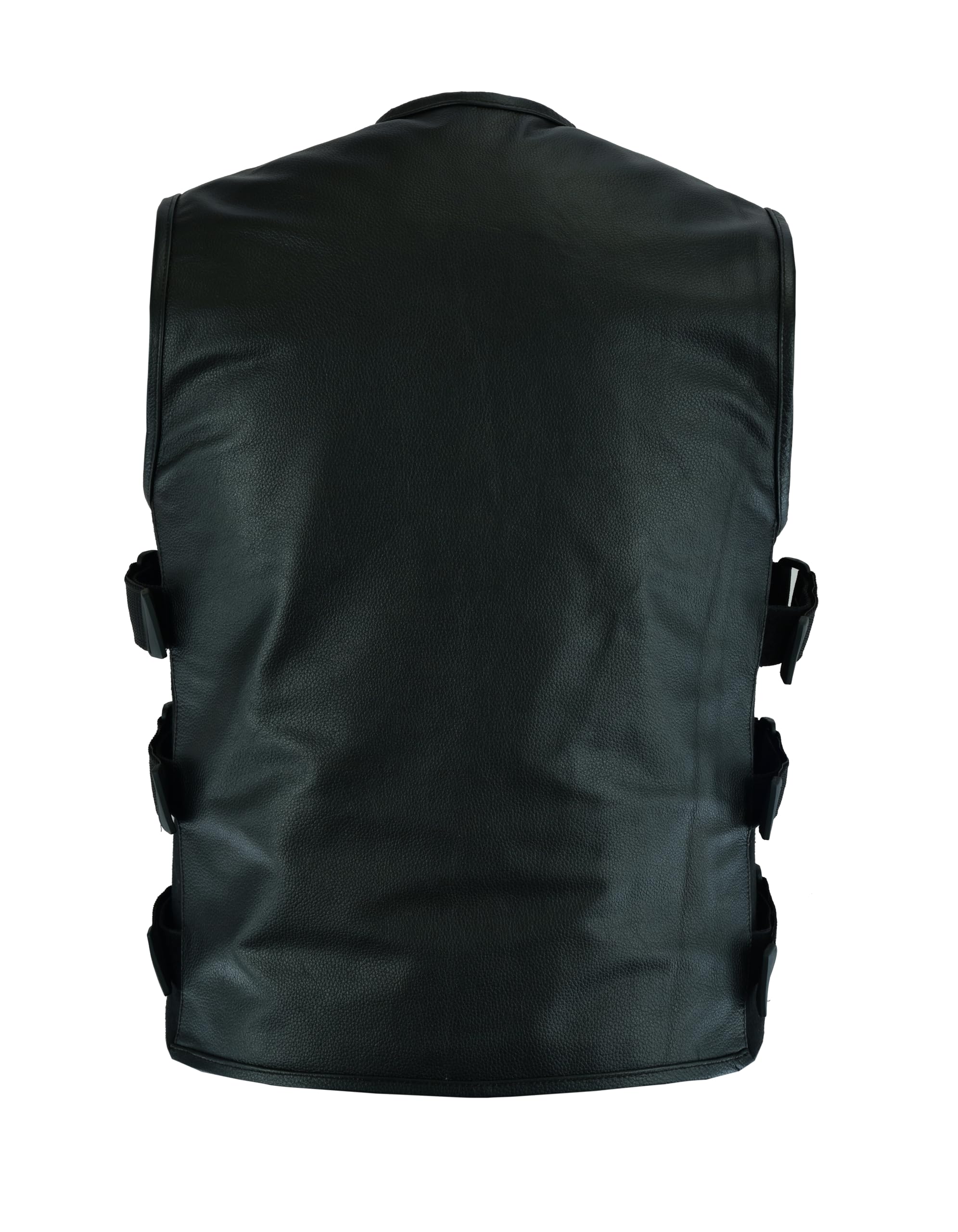 Leatherick Warrior - Gilet tattico in pelle da uomo, con tasche per pistola e punture sulle alette tascabili