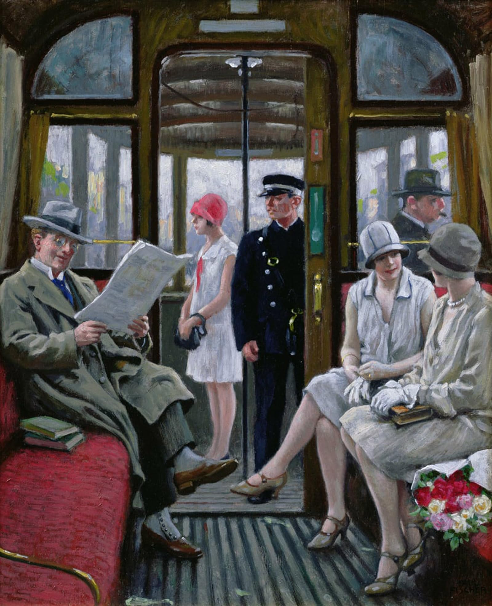 POSTERIIk Vintage Art Print Images Pictures Print Copenhagen Tram by Famous Artist Modern Colour Posters for Office Home Decor 60x90cm