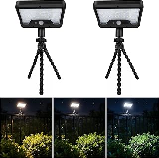 Octopus Solar Motion Lights Outdoor, 600LM, 2 Pack, Black | For Tree, Fence, Camping, Flexible Tripod, 3CCT Remote, 1500mAh USB-C Backup, 3 Modes, 360° Aiming, No-Drill Wrap, IP65