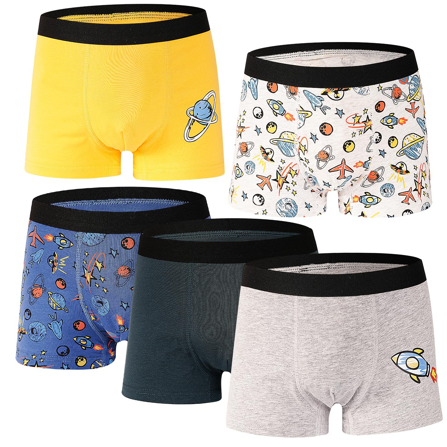 Boys Boxer Briefs 5 Pack Kids Youth Underwear for 8-14 Years Teen Big Kids Soft Breathable Boxer Shorts