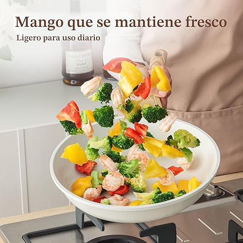 Miniatura 8 de SENSARTE Sartén antiadherente de cerámica con tapa de 89.5101112.5 pulgadas, libre de PFASPTFE añadido intencionalmente, sartén de chef compatible