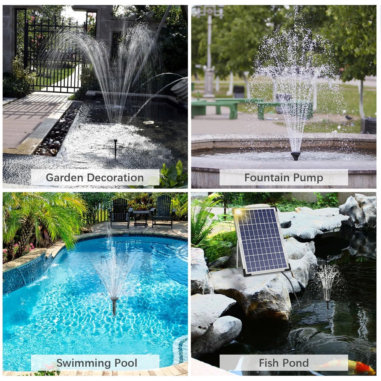 Bomba de Fuente Solar de 10 W con Panel Solar Grande y 3 boquillas, para baño de pájaros, pecera, Estanque pequeño, Bomba de Agua para jardín