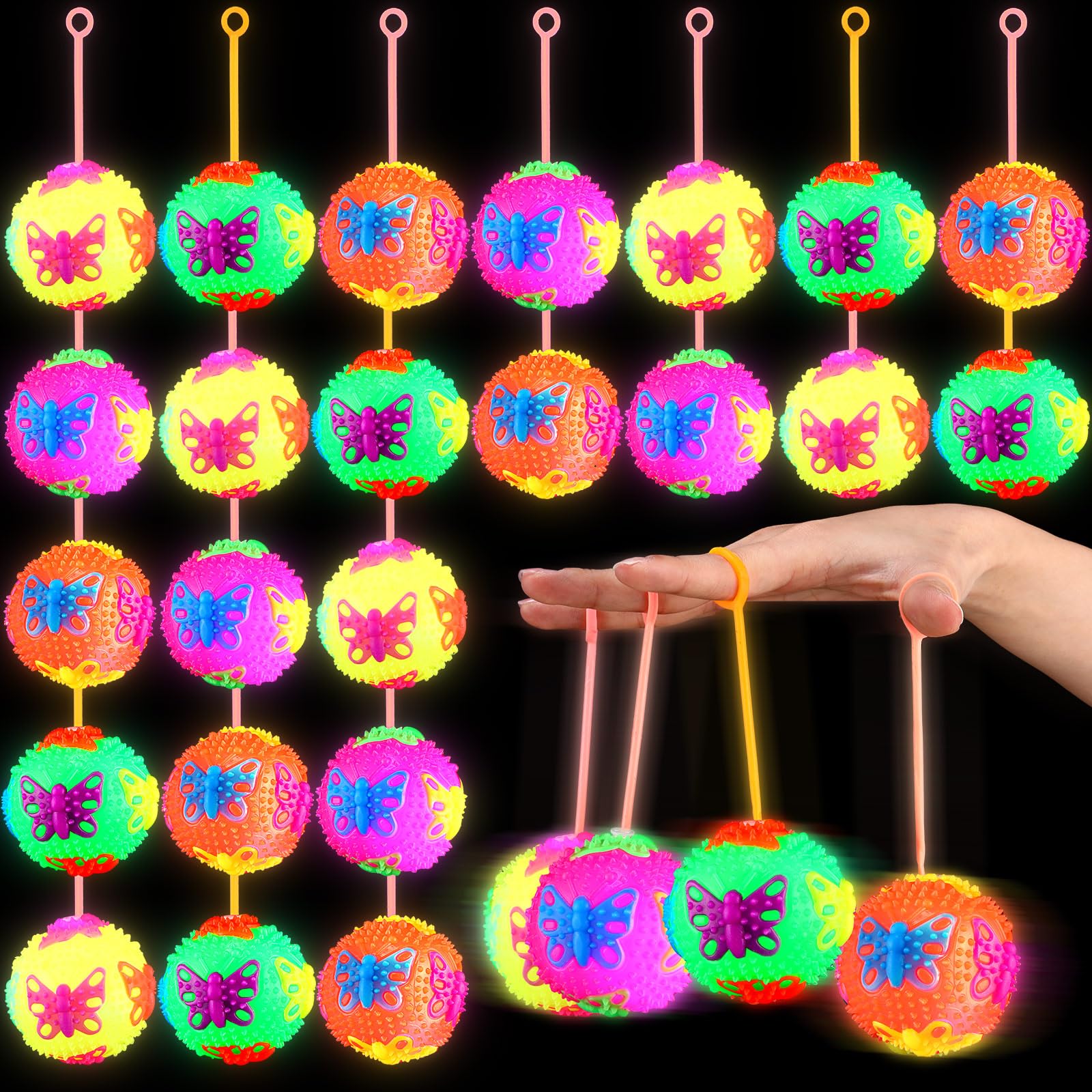 Snapklik.com : Wettarn 24 Pcs 2.6 Inch Bouncy Light Up Ball LED ...