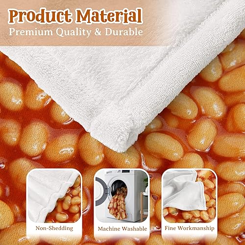 Miniatura 6 de Manta de frijoles horneados, súper suave y acogedora para decoración del hogar, sofá, cama, sofá de 60 x 50 pulgadas, mediana para adolescentes para